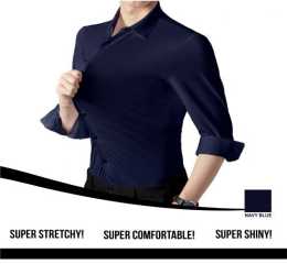 Anti-Wrinkle No-Ironing Elasticity Slim Fit Men Dress Casual Long Sleeve Shirt