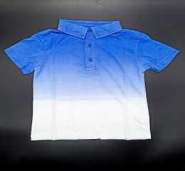 Boys Stylish Slim Fit Short Sleeve Polo T-shirt Blue and White Shade