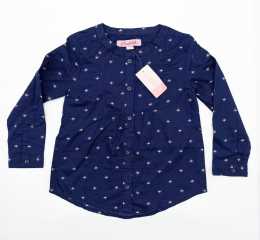 Full Sleeve girls Stylish Band Collar Tops_Blue