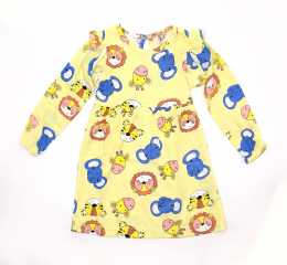 Full Sleeve Girls Winter Frock All Over Print_ Light Yellow