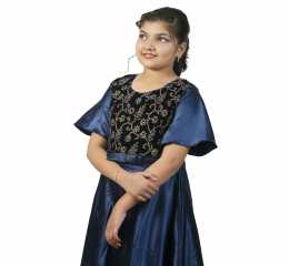 Navy Blue Velvet Long Gown