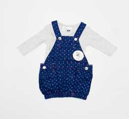 Newborn Infant Long Sleeve Romper & Jump Suit two piece Bright Navy Blue