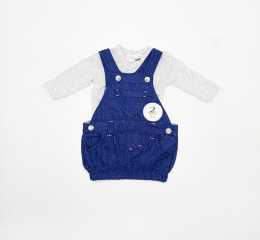 Newborn Infant Long Sleeve Romper & Jump Suit two piece Doted Navy Blue