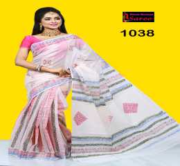 pure anddy silk saree with hand block. Blouse ps included