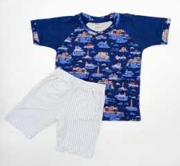 Raglar Short Sleeve Boys T-Shirt & Pant Set_Navy Blue Print