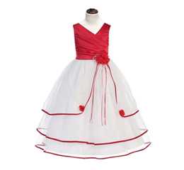 White and Red Party Dress For Kids